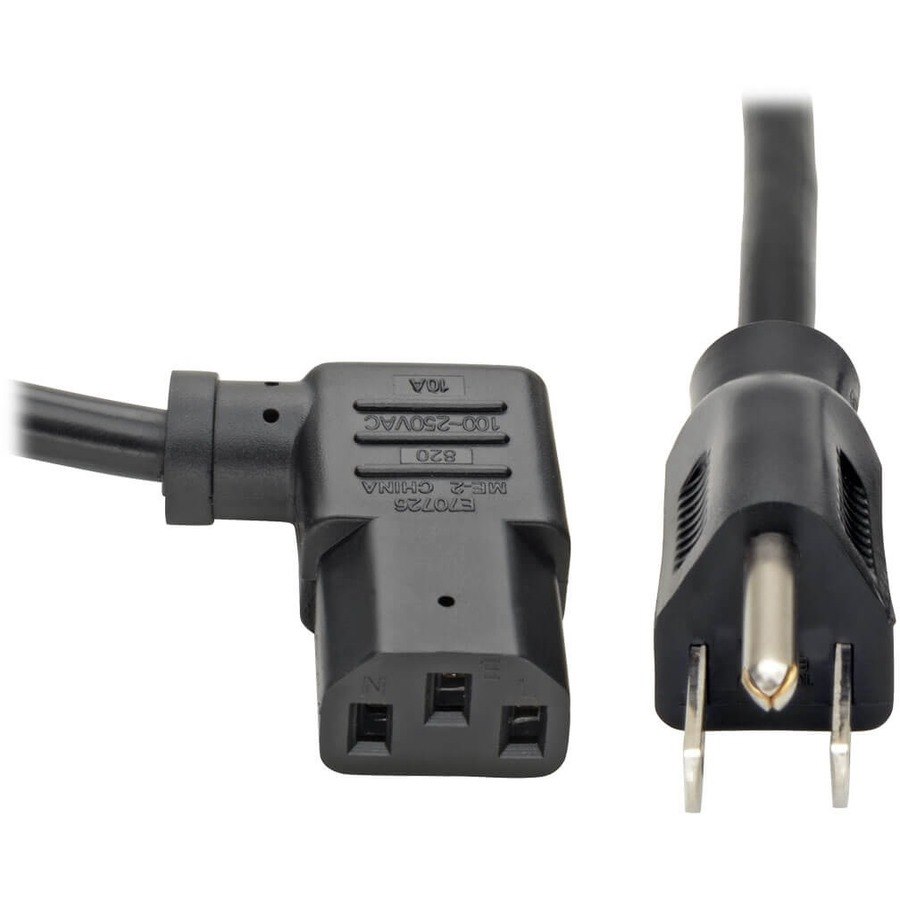 Eaton Tripp Lite Series Computer Power Cord, NEMA 5-15P to Right-Angle C13 - 10A, 125V, 18 AWG, 6 ft. (1.83 m), Black