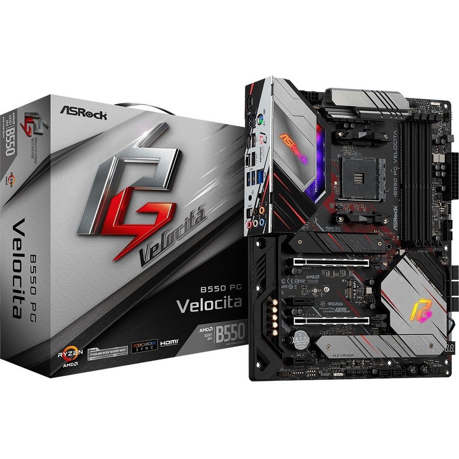 ASRock B550 PG Velocita Desktop Motherboard - AMD B550 Chipset - Socket AM4 - ATX