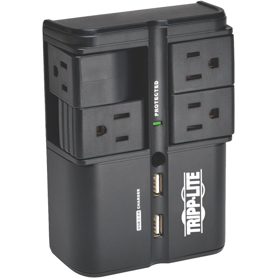 Eaton Tripp Lite Series Protect It! Surge Protector with 4 Rotatable Outlets, Direct Plug-In, 1080 Joules, 3.4A USB Charger