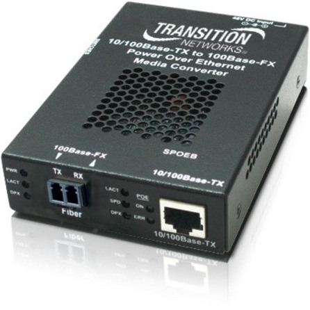 Transition Networks Stand-alone Fast Ethernet PoE Media Converter