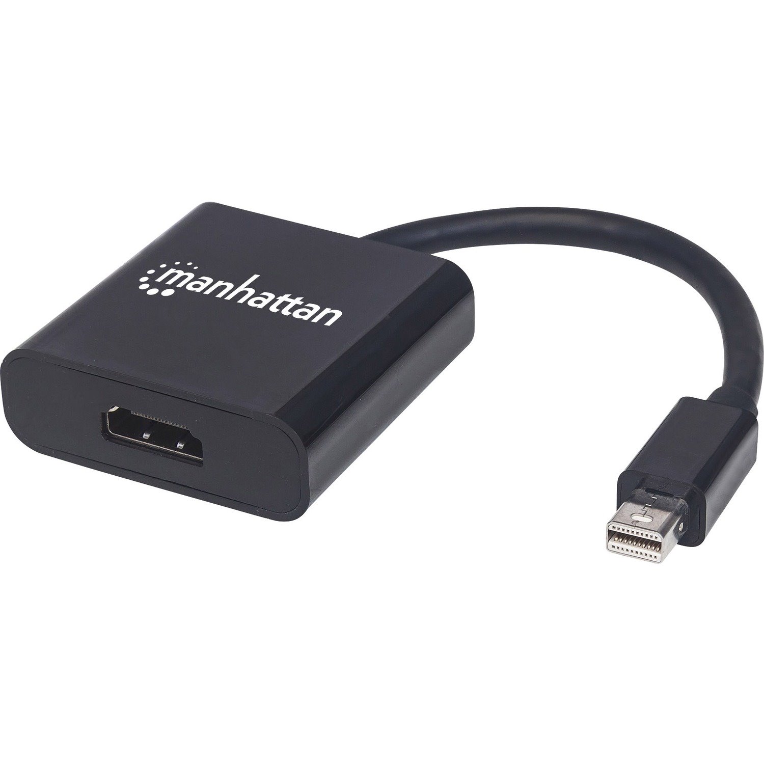 Manhattan Mini DisplayPort 1.2a to HDMI Adapter Cable, 4K@60Hz, Active, 19.5cm, Male to Female, Black, Three Year Warranty, Polybag