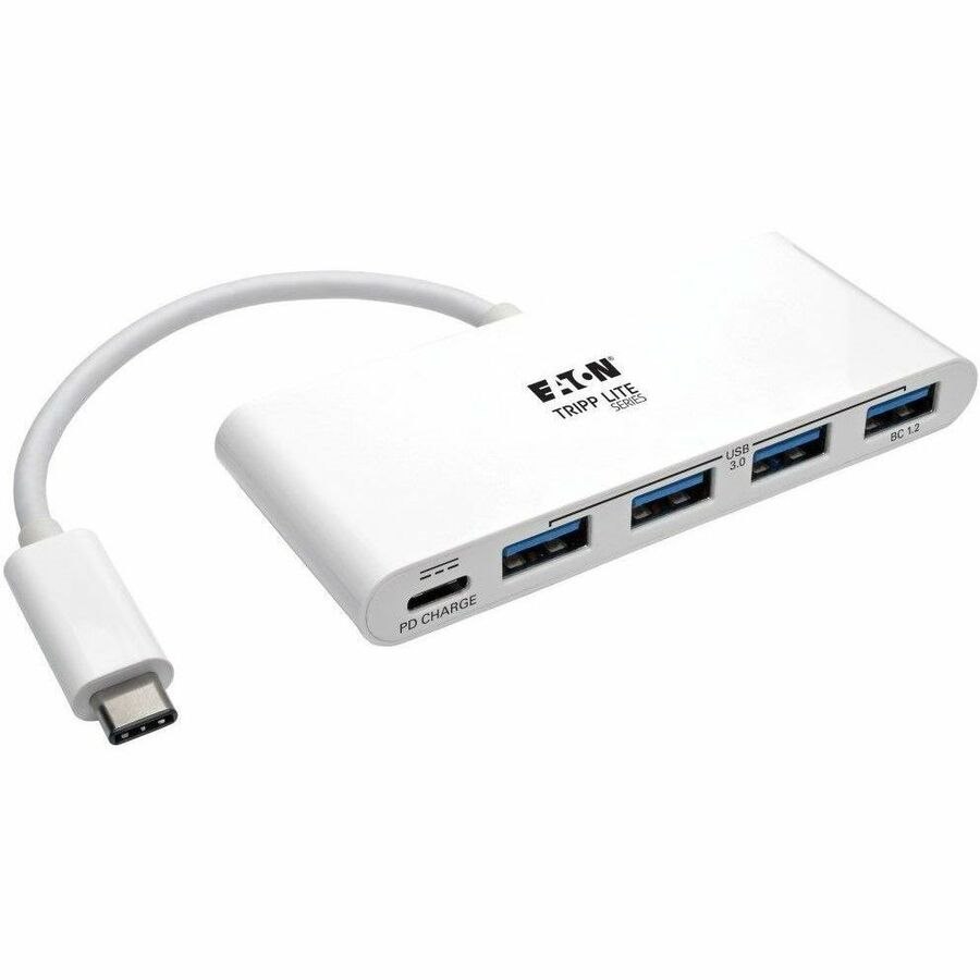 Eaton Tripp Lite Series 4-Port USB-C Hub, USB 3.x (5Gbps), 4x USB-A Ports, 60W PD Charging, White