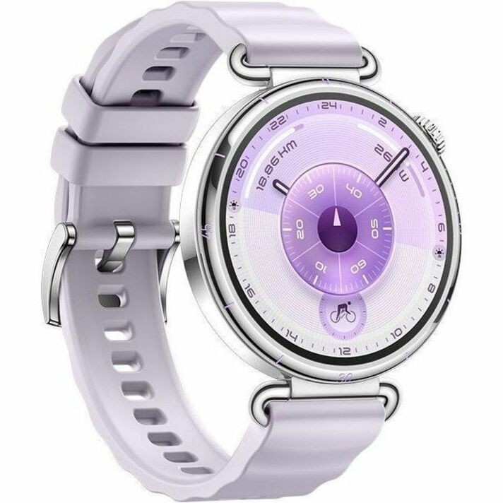 Huawei WATCH GT 6 Smart Watch - Round Case Shape - 41.30 mm Case Height - 41.30 mm Case Width - Purple Body Color - White Band Color - Stainless Steel Case Material - Leather Band Material