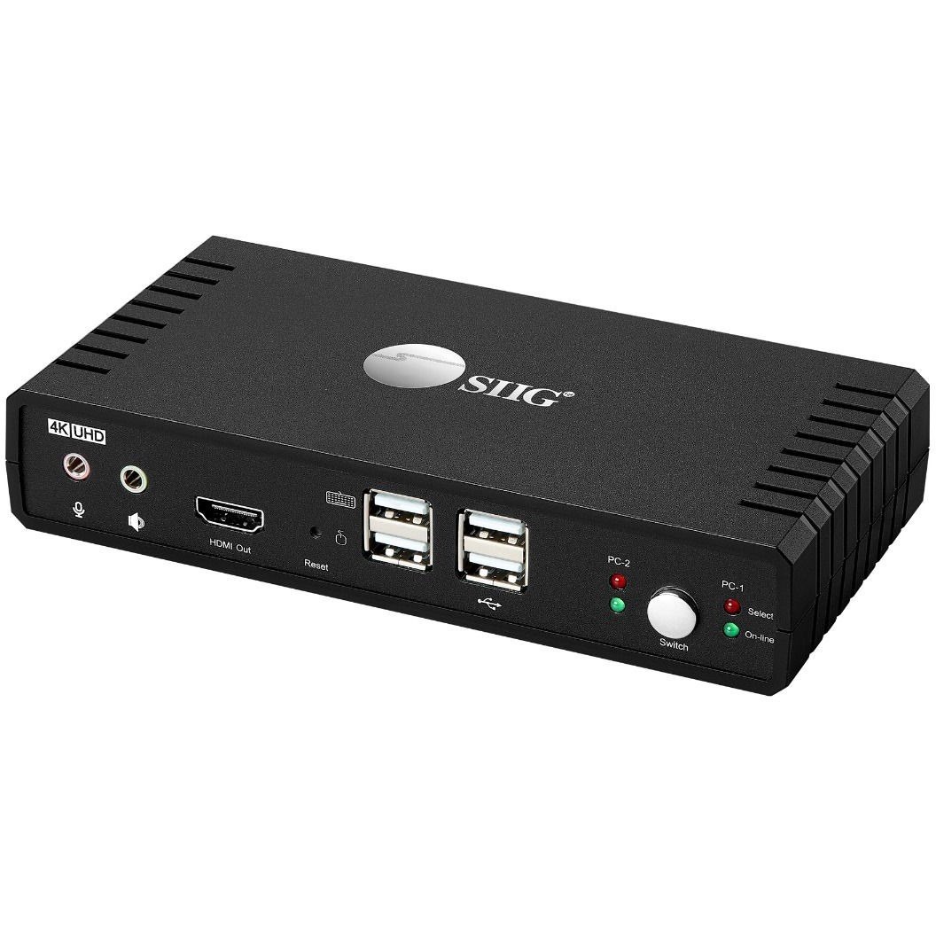 SIIG 2 Port 4K60Hz HDMI 18Gbps Video Console KVM Switch with USB 2.0