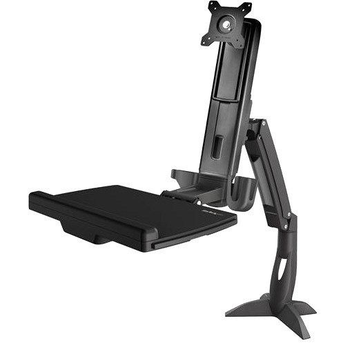 StarTech.com Sit Stand Monitor Arm - Desk Mount Sit-Stand Workstation up to 27inch VESA Display - Standing Desk Converter - Keyboard Tray