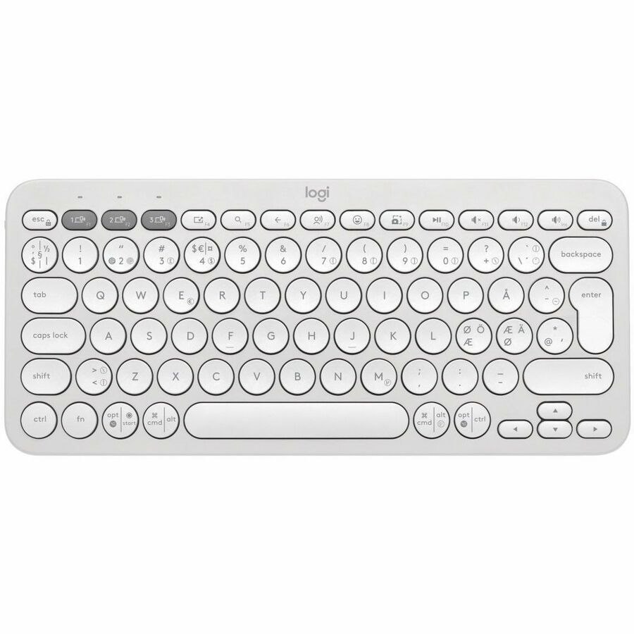 Logitech Pebble Keys 2 K380s Tastatur - Kompakt - Kabellos Konnektivität - USB Schnittstelle - Dänisch, Norwegisch, Schwedisch, Finnisch - QWERTY Layout - Weiß