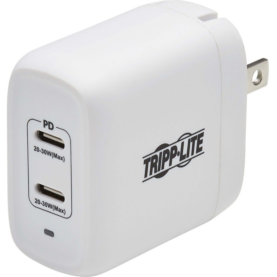 Eaton Tripp Lite Series Dual-Port Compact USB-C Wall Charger - GaN Technology, 40W PD Charging (20W+20W or 30W), White