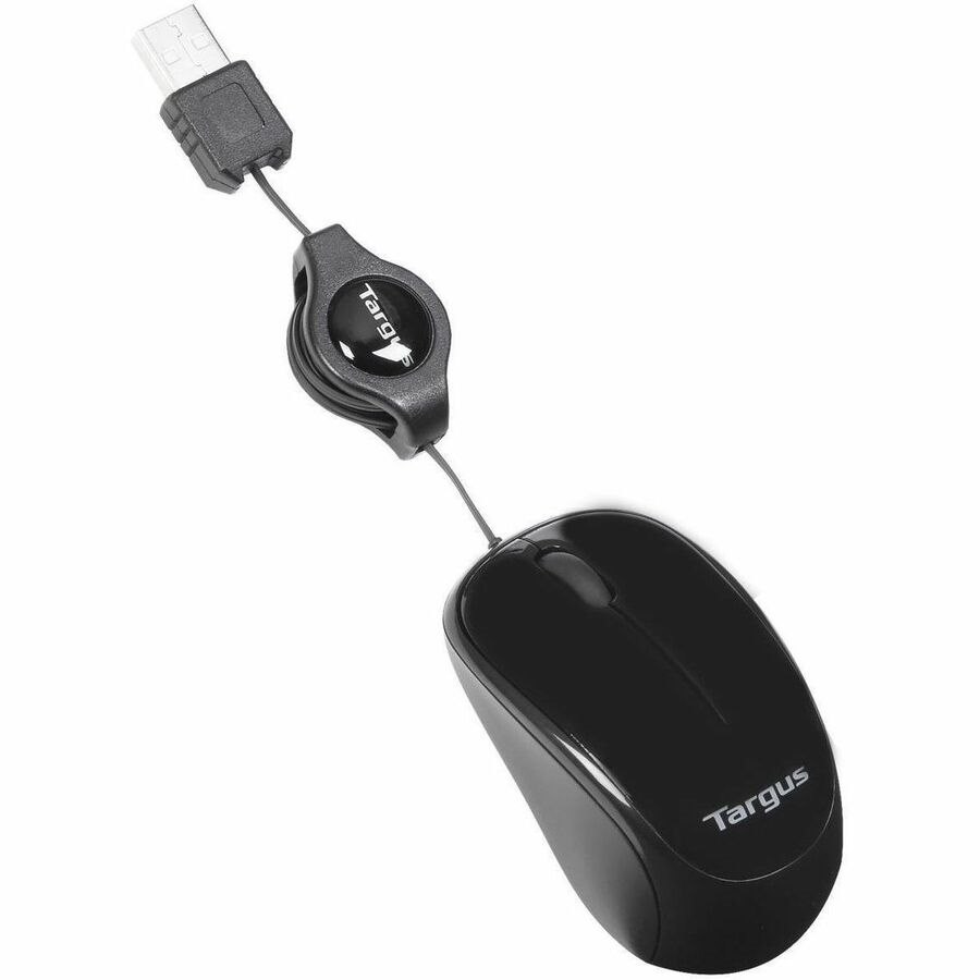 Targus Compact Blue Trace Retractable Wired Mouse Black