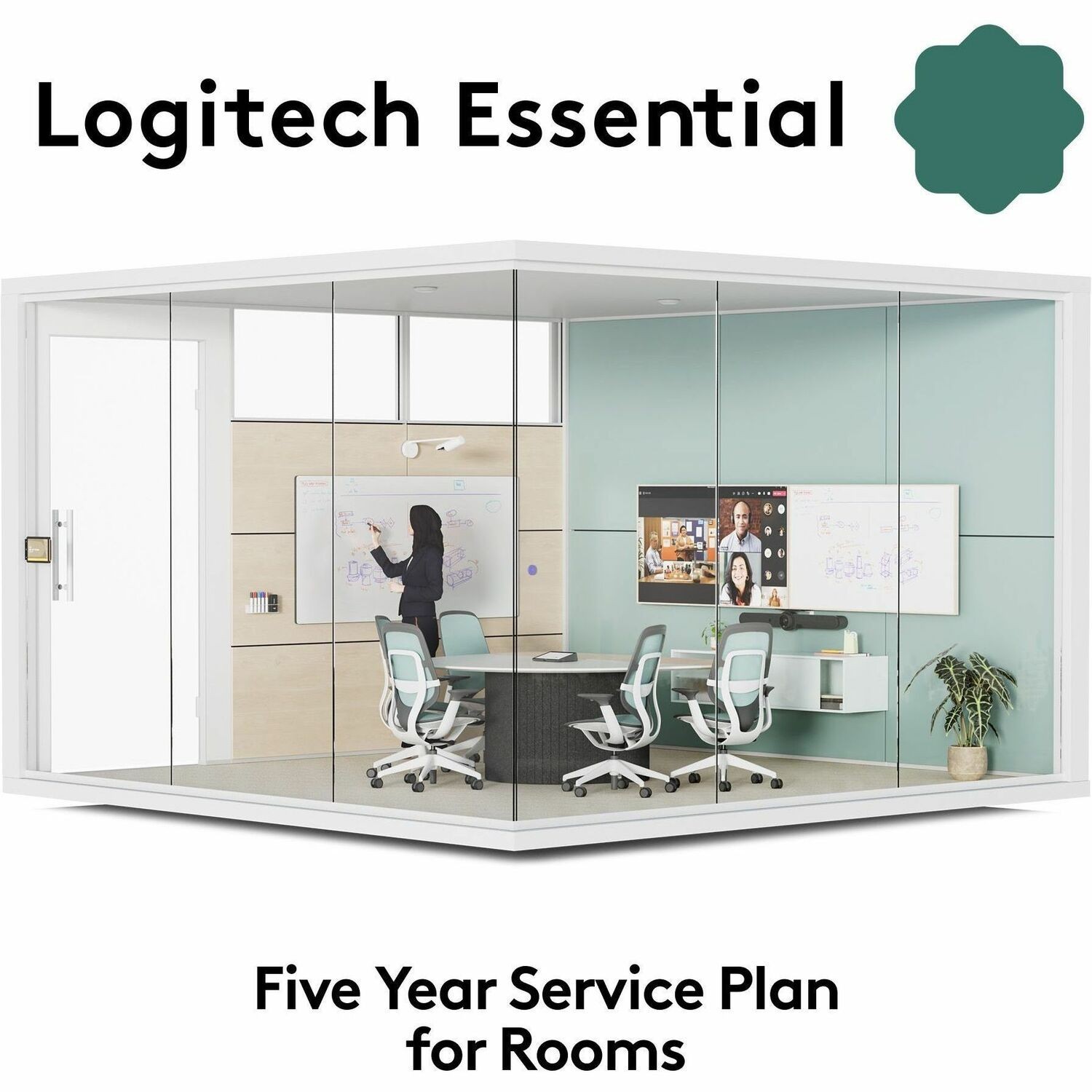 LOGITECH ESSENTIAL ROOM SERVICE PLAN,BASIC SUPPORT,REMOTE UI,ROOM BOOKING SOLUTION - 5YR