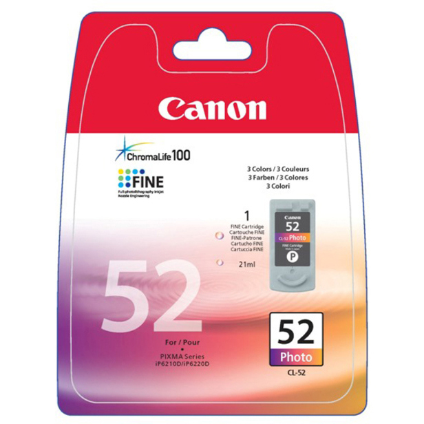 Canon CL-52 Original Inkjet Ink Cartridge - Photo Cyan, Photo Magenta, Black - 1 Pack