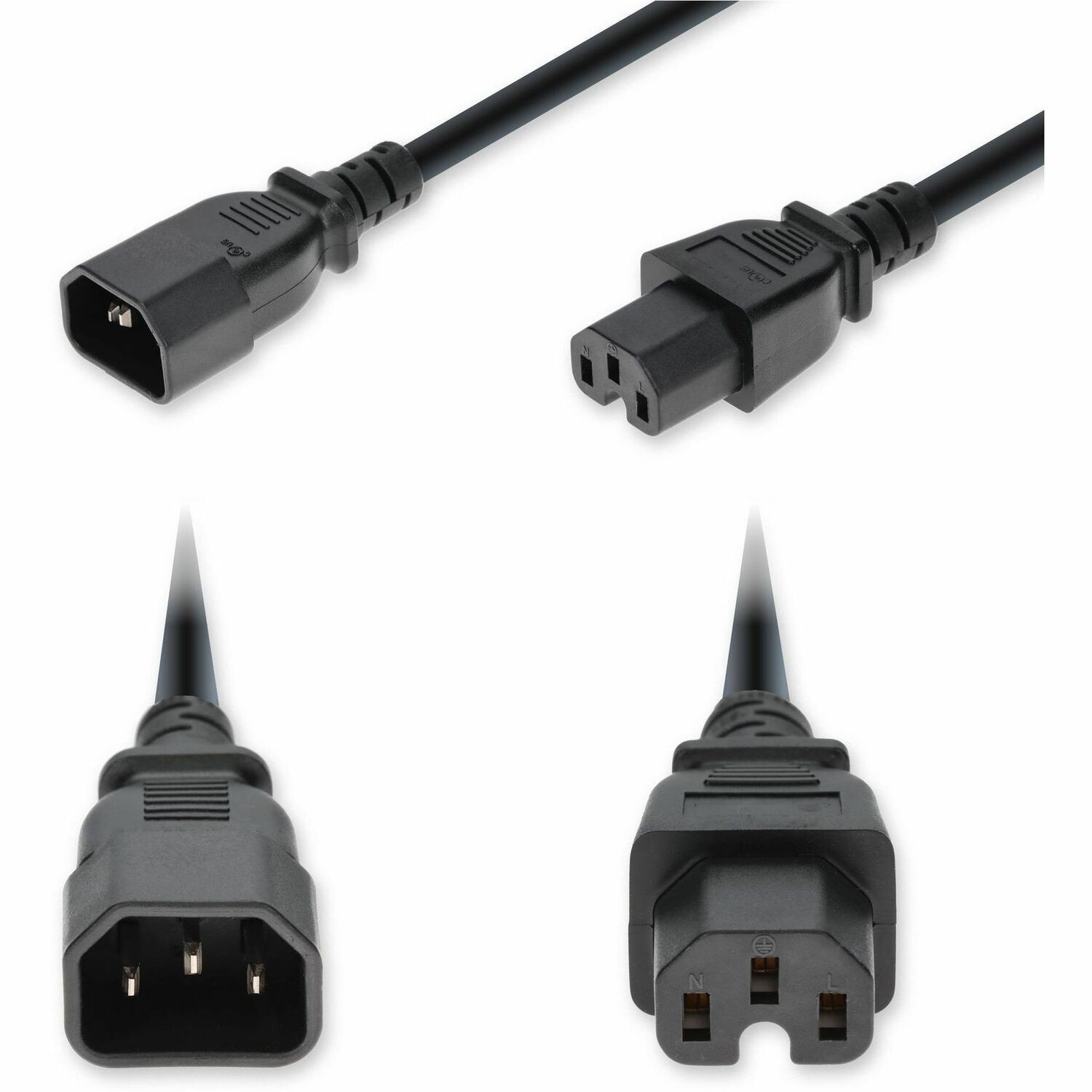 AddOn 6ft C14 Male to C15 Female Standard Commercial 14 AWG 250V at 15A PVC SJT (Service Junior Thermoplastic) Blue Power Cable
