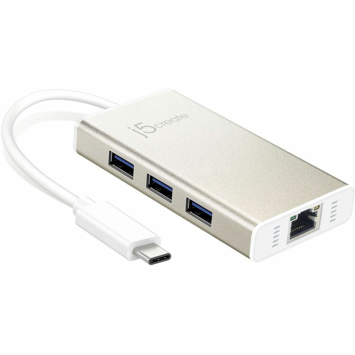 j5create JCH471 USB/Ethernet Combo Hub - USB Type C - 125 MB/s, 640 MB/s - Desktop, Notebook - Portable