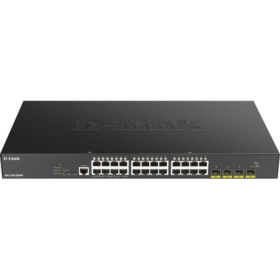 D-Link DGS-1250 DGS-1250-28XMP 28 Ports Manageable Ethernet Switch - Gigabit Ethernet, 10 Gigabit Ethernet - 1000Base-T, 10GBase-X