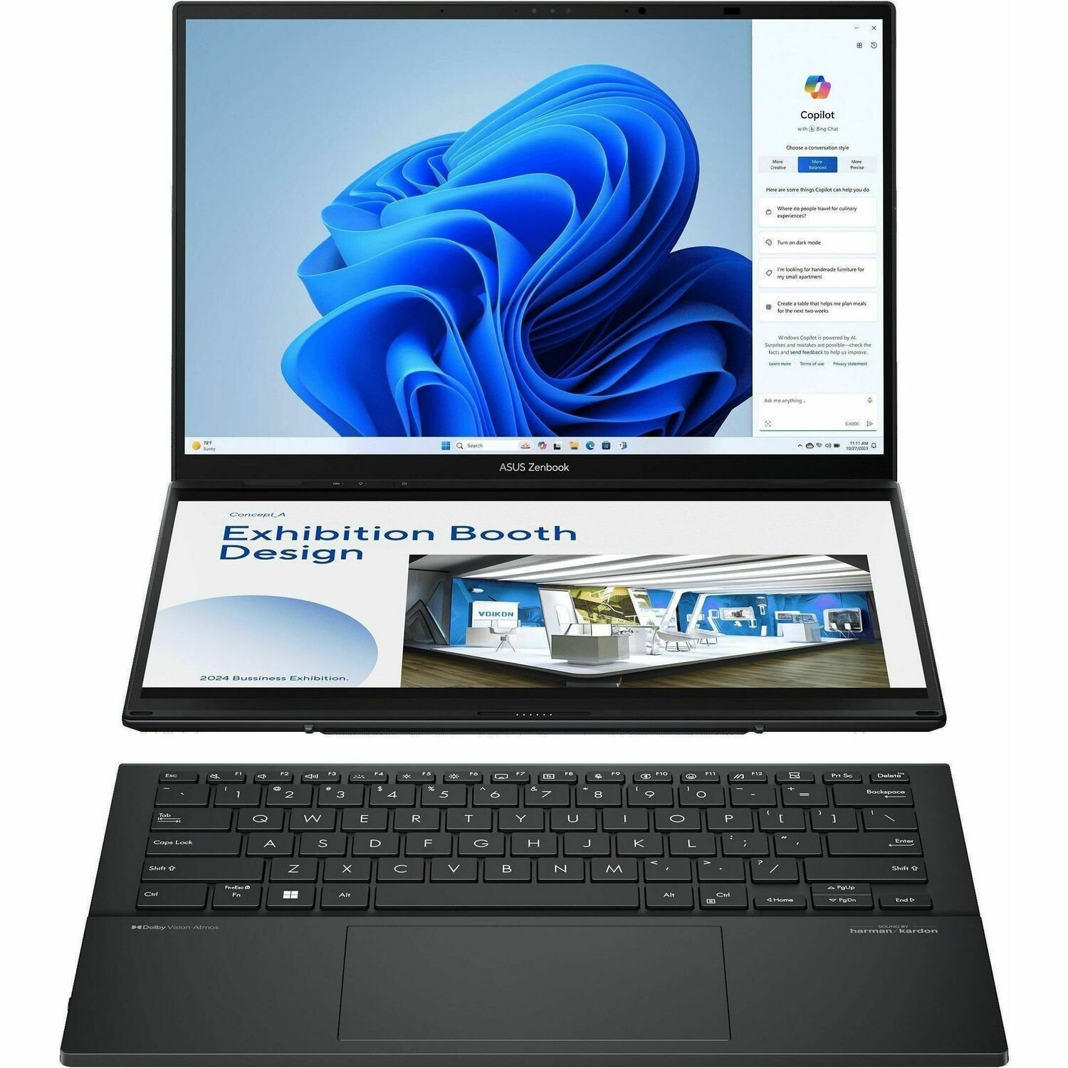 Asus ZenBook Duo UX8406 UX8406CA-PS99T 14" Touchscreen Detachable 2 in 1 Notebook - 3K - Intel Core Ultra 9 285H - Intel Evo Platform - 32 GB - 1 TB SSD - Inkwell Gray