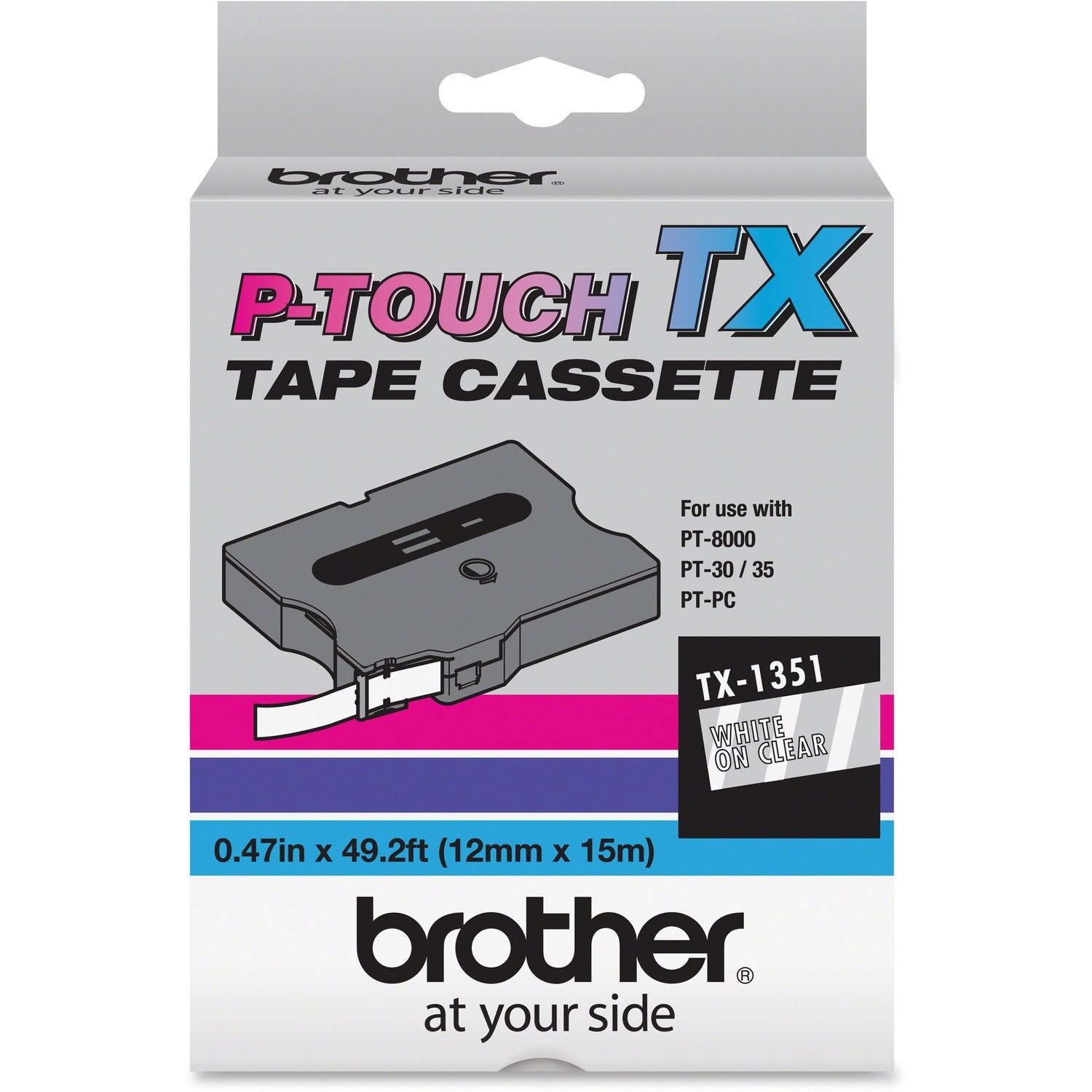 Brother P-Touch White on Clear Tape