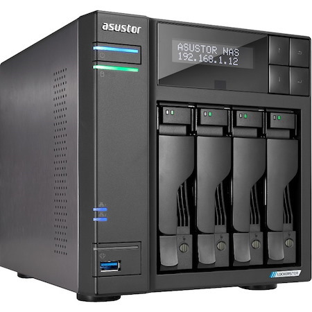 Asustor Lockerstor 4 Gen2 - AS6704T | 4-Bay NAS, Quad-Core 2.0GHz Processor, 4 M.2 NVMe Slots (PCIe 3.0), Dual 2.5GbE, Expandable to 10GbE, 4GB DDR4 RAM, (No Drive)