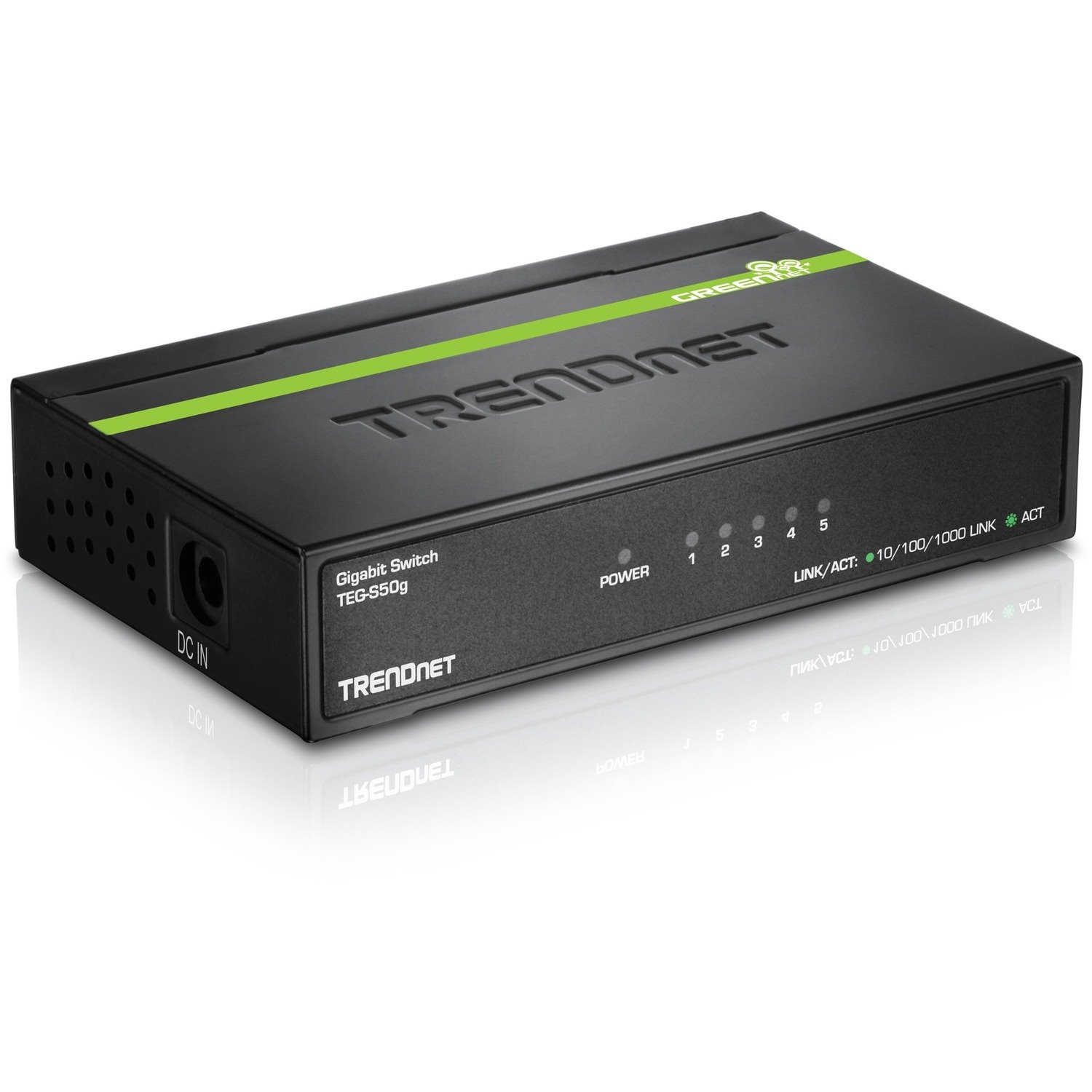 TRENDnet 5-Port Mini Gigabit Switch, TEG-S50g, GREENnet Technology, NDAA + TAA Compliant, Desktop Metal Ethernet Network Switch, 5 x Gigabit Ports, Fanless, Lifetime Protection, Black