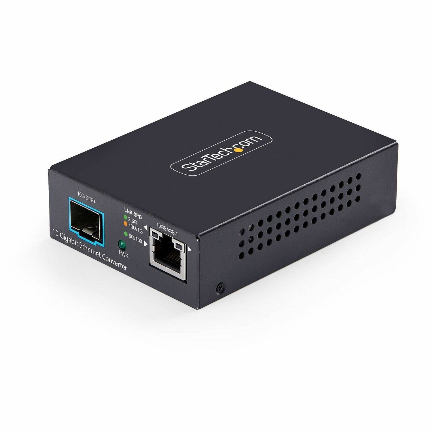 StarTech.com 10GbE Multi-Gigabit Open SFP+ Fiber Media Converter, 10G/5G/2.5G/1G/100M, Copper to 10GBASE-X SFP+, 16K Jumbo Frames, TAA