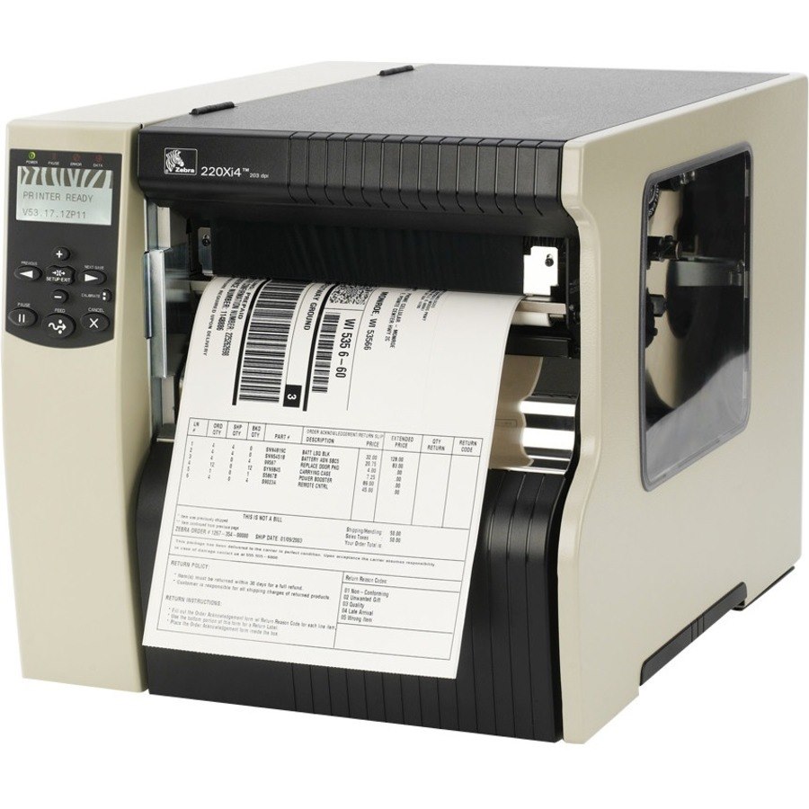 Zebra 220Xi4 Desktop Direct Thermal/Thermal Transfer Printer - Monochrome - Label Print - USB - Serial - Parallel