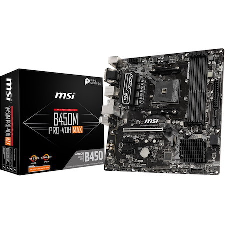 MSI B450M PRO-VDH MAX Desktop Motherboard - AMD B450 Chipset - Socket AM4 - Micro ATX
