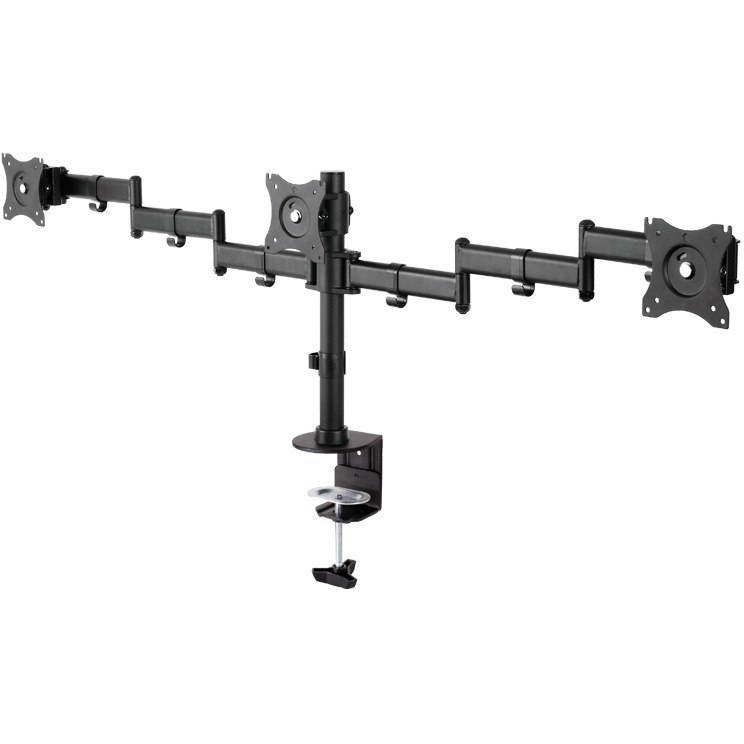 Newstar Tilt/Turn/Rotate Triple Desk Mount (clamp) for three 10-27" Monitor Screens, Height Adjustable - Black
