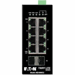 Eaton Tripp Lite Series 8-Port Managed Industrial Gigabit Ethernet Switch - 10/100/1000 Mbps, 2 GbE SFP Slots, -40° to 75°C, DIN Mount, TAA
