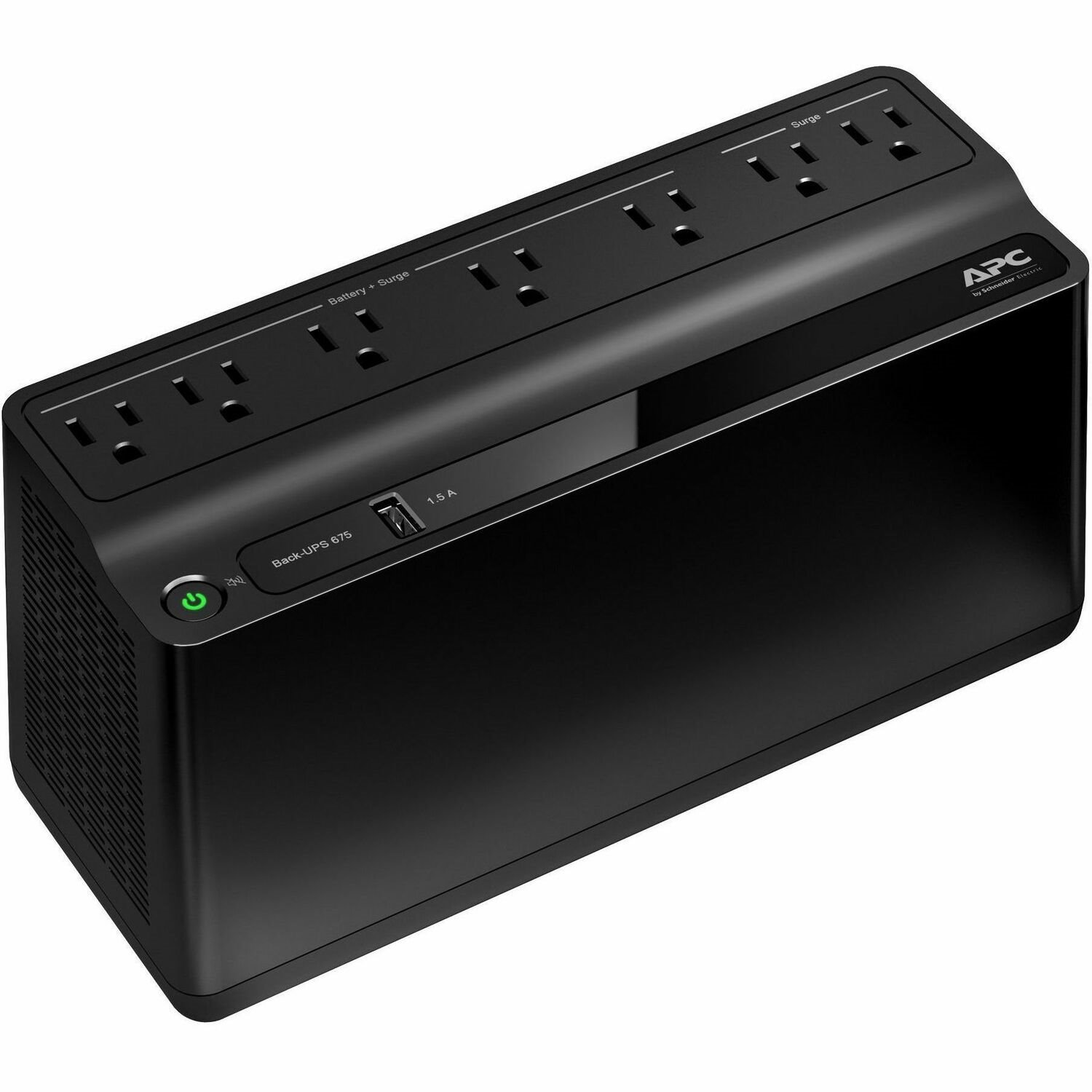APC Back-UPS 675VA, 120V, 1 USB charging port, 7 NEMA outlets (2 surge)