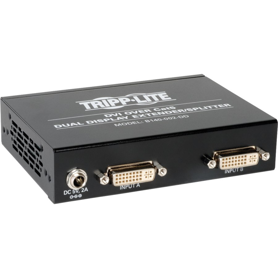 Eaton Tripp Lite Series 2-Port DVI over Cat5/6 Splitter/Extender, Box-Style Transmitter for Video, Dual-Display DVI-D, 200 ft. (60 m), TAA