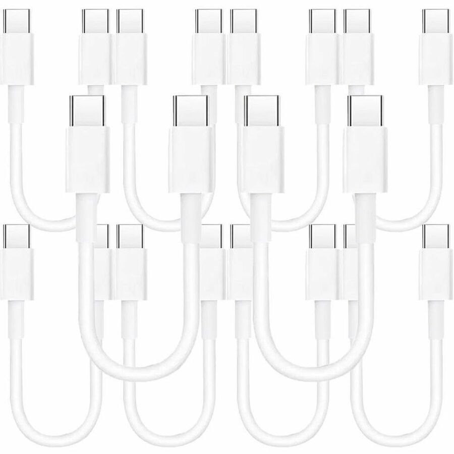 4XEM 10 Pack of 1FT USB-C to USB-C 60W Power Delivery Cable - White