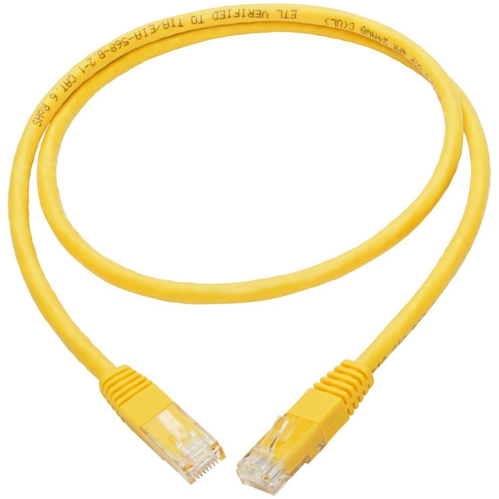 Eaton Tripp Lite Series Cat6 Gigabit Molded (UTP) Ethernet Cable (RJ45 M/M), PoE, Yellow, 3 ft. (0.91 m)