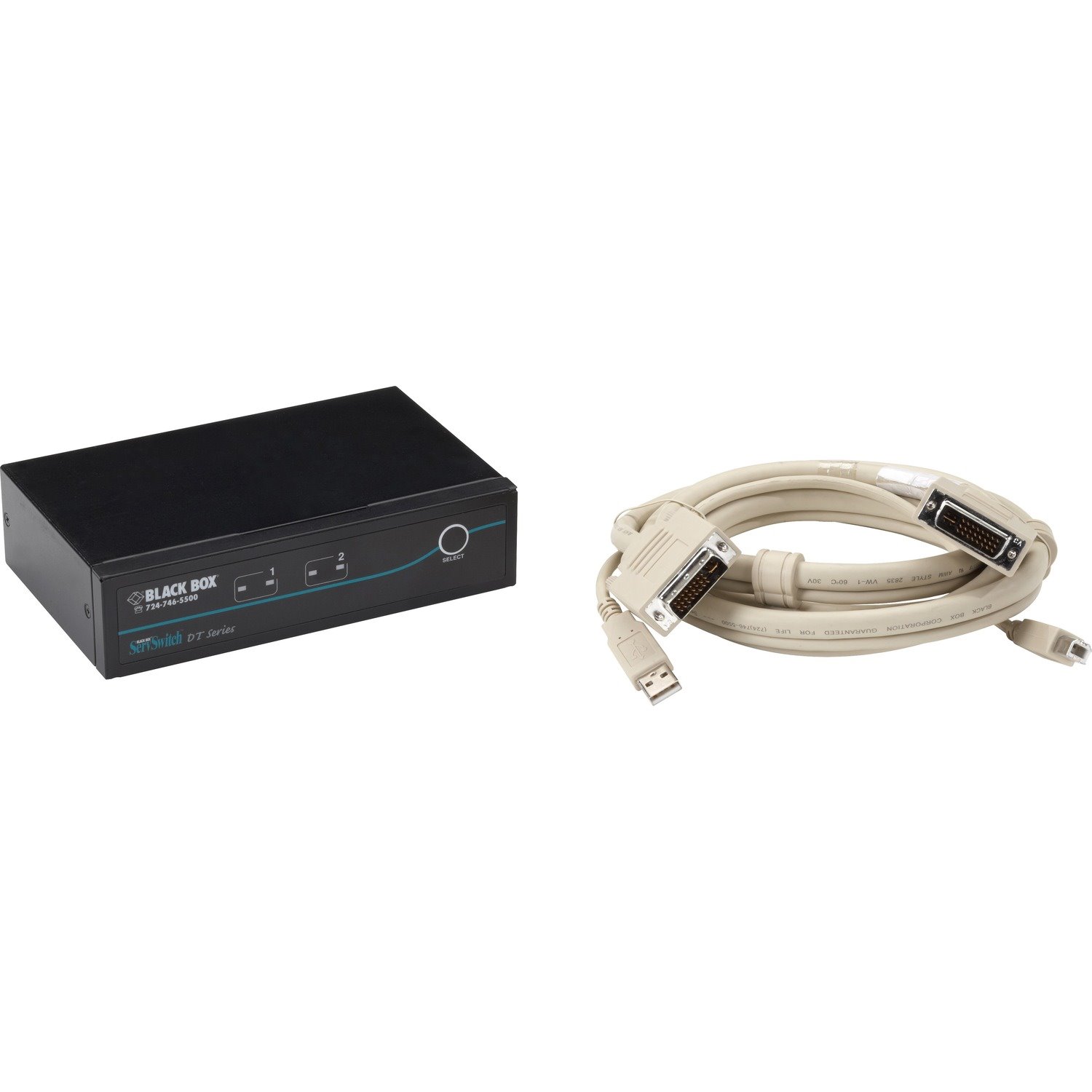 Black Box ServSwitch DT DVI 2-Port with Emulated USB Keyboard/Mouse Kit