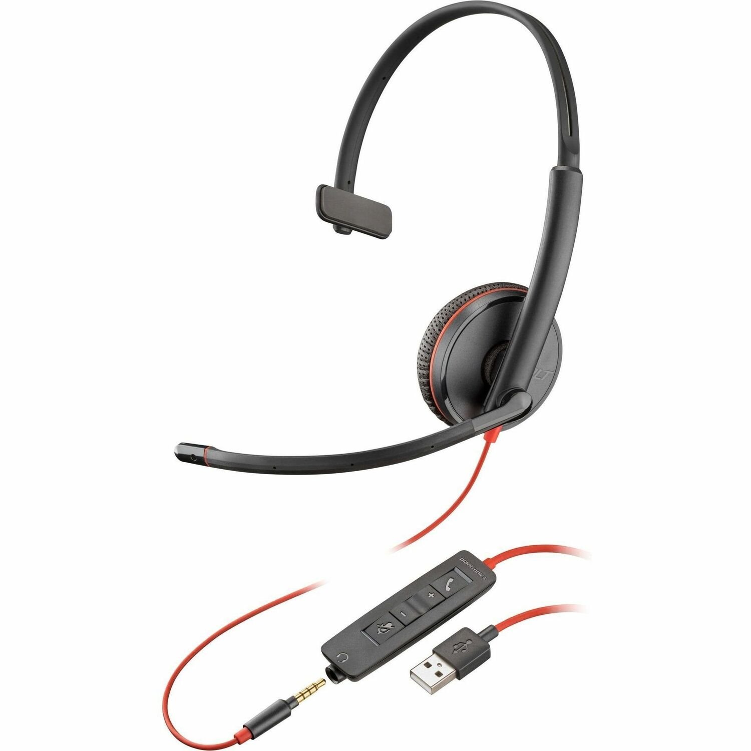 Poly Blackwire C3215 Wired Over-the-head, Over-the-ear Mono Headset - Black