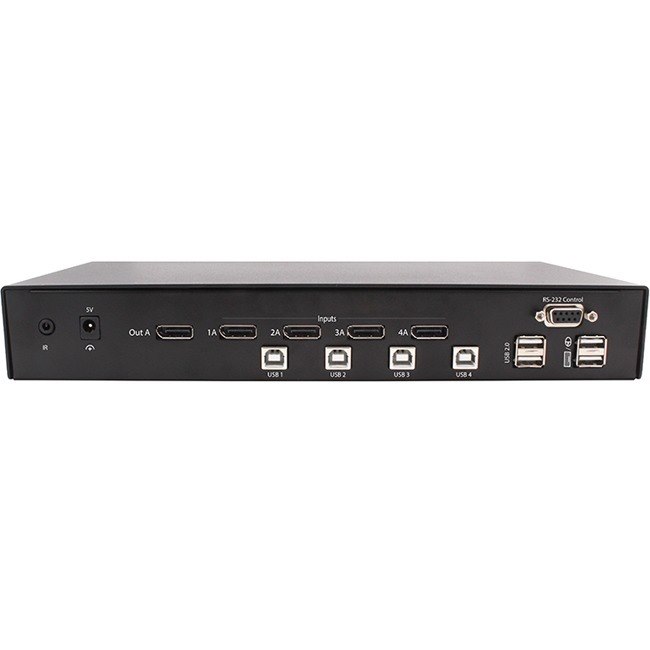 SmartAVI 4-Port DisplayPort KVM Switch with USB 2.0 and Front Panel Push Buttons