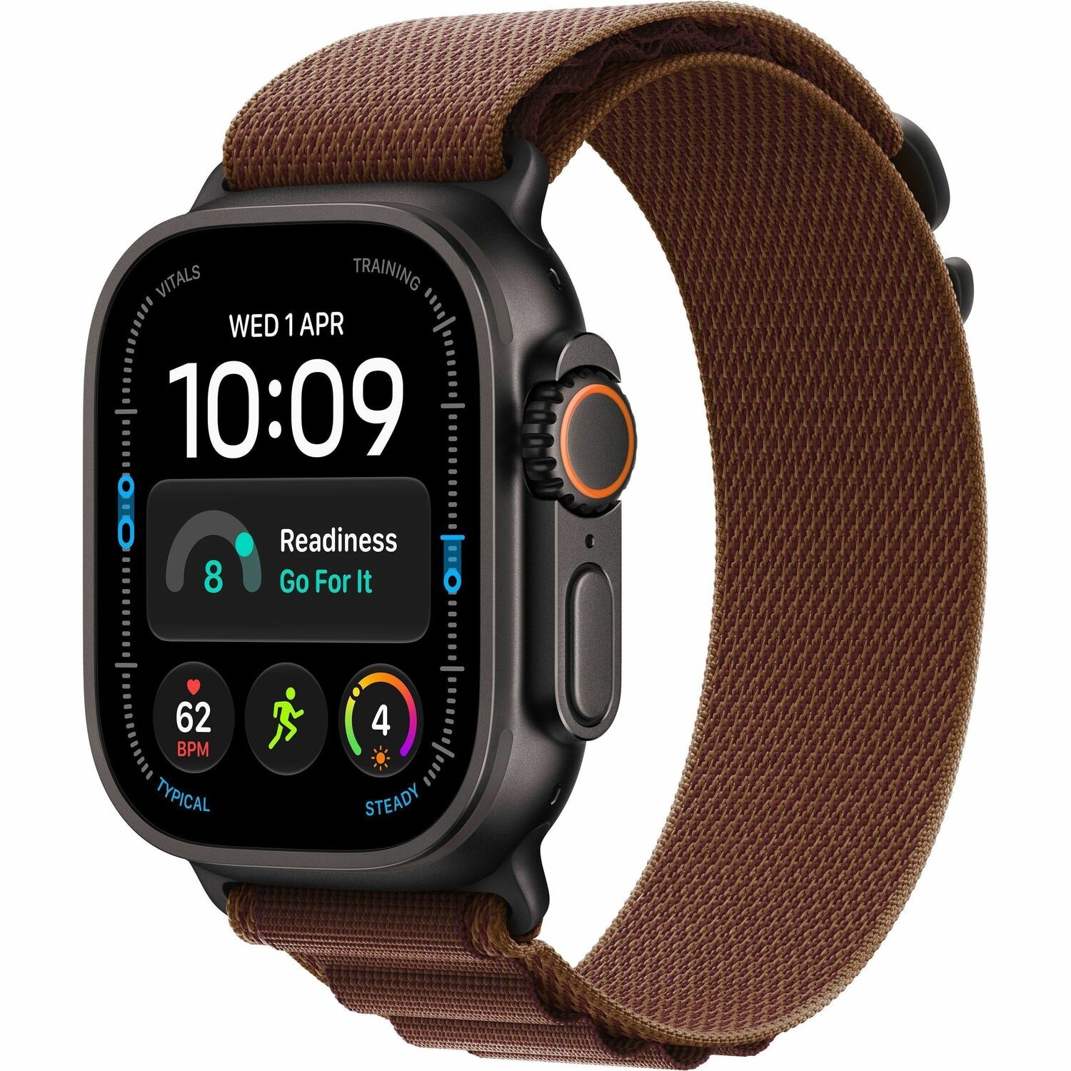 Apple Watch Ultra 4 Smart Watch - 49 mm Case Height - 44 mm Case Width - Black Case Color - Burgundy Band Color - Titanium Case Material - Wireless LAN - 5G - LTE