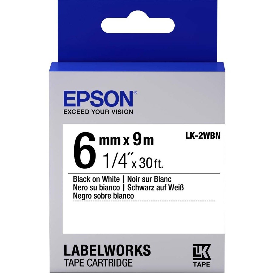 Epson LabelWorks Standard LK Tape Cartridge ~1/4" Black on White