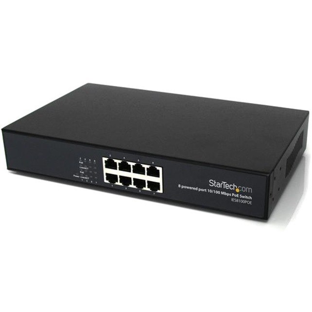 StarTech.com 8 Port 10/100 PSE Industrial Power over Ethernet Switch - All 8 Ports PoE