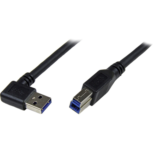 StarTech.com 3m Black SuperSpeed USB 3.0 Cable - Right Angle A to B - 10 ft USB 3 Cable - Right Angle USB 3.0 A (M) to USB 3.0 B (M)
