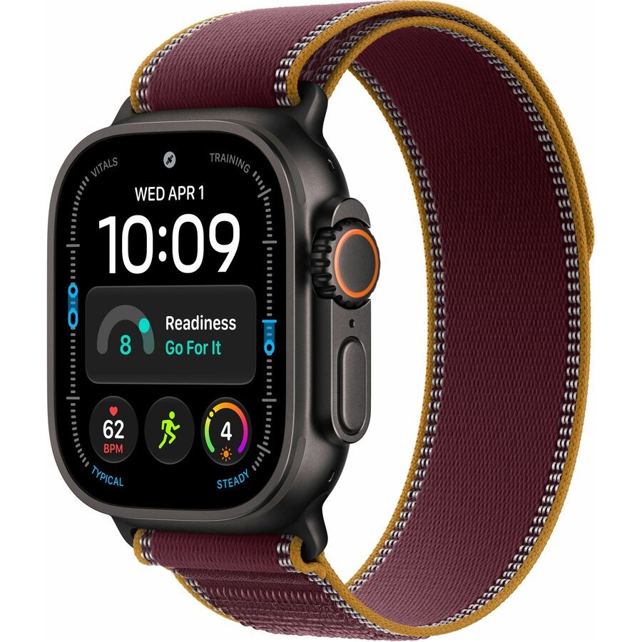 Apple Watch Ultra 4 Smart Watch - 49 mm Case Height - 44 mm Case Width - Black Case Color - Burgundy Band Color - Titanium Case Material - Wireless LAN - 5G - LTE