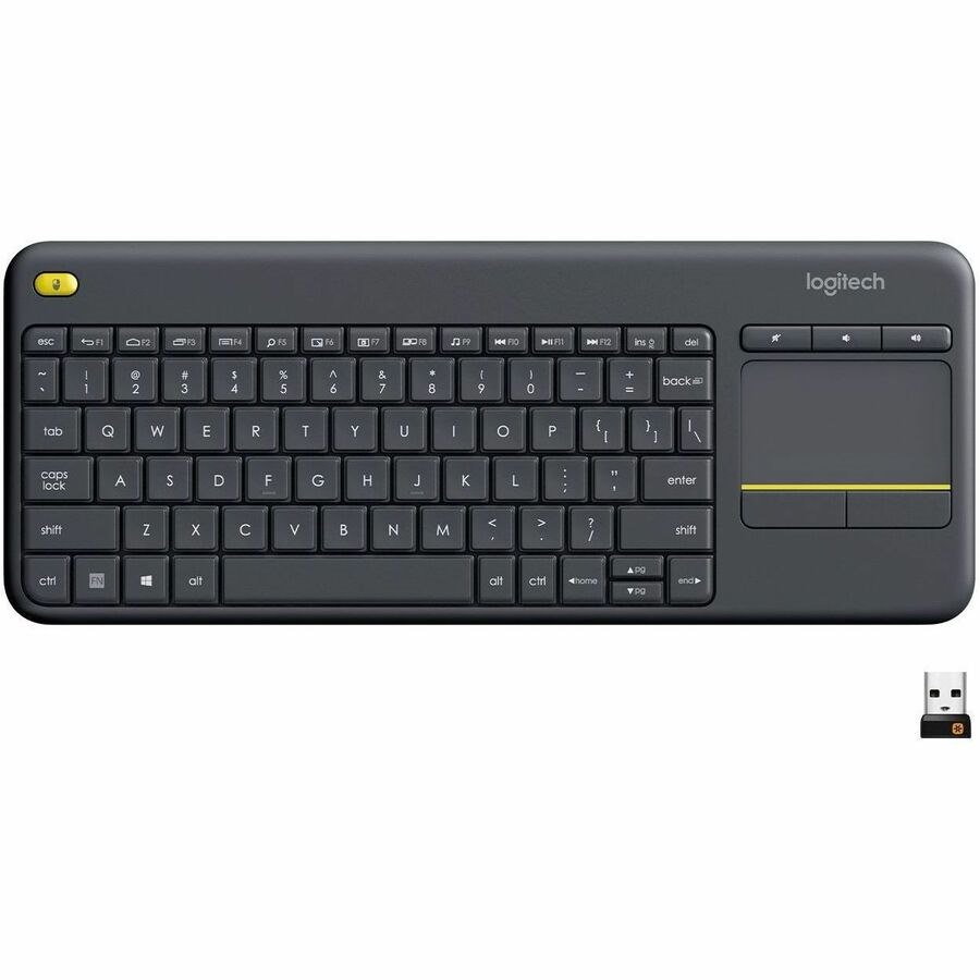 Logitech K400 Plus Keyboard - Wireless Connectivity - USB Interface - TouchPad - English, French - Black