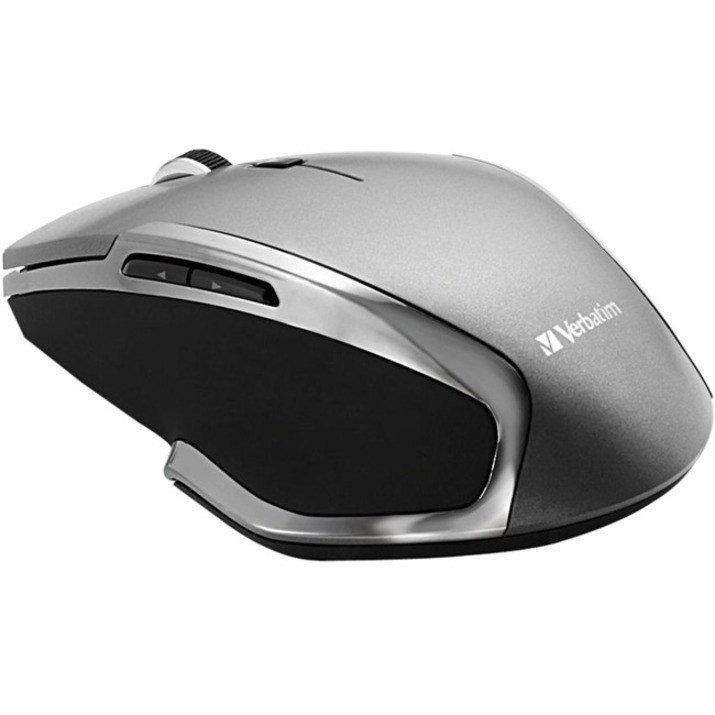 Verbatim Deluxe Mouse - Radio Frequency - USB - Blue LED - 6 Button(s) - Graphite