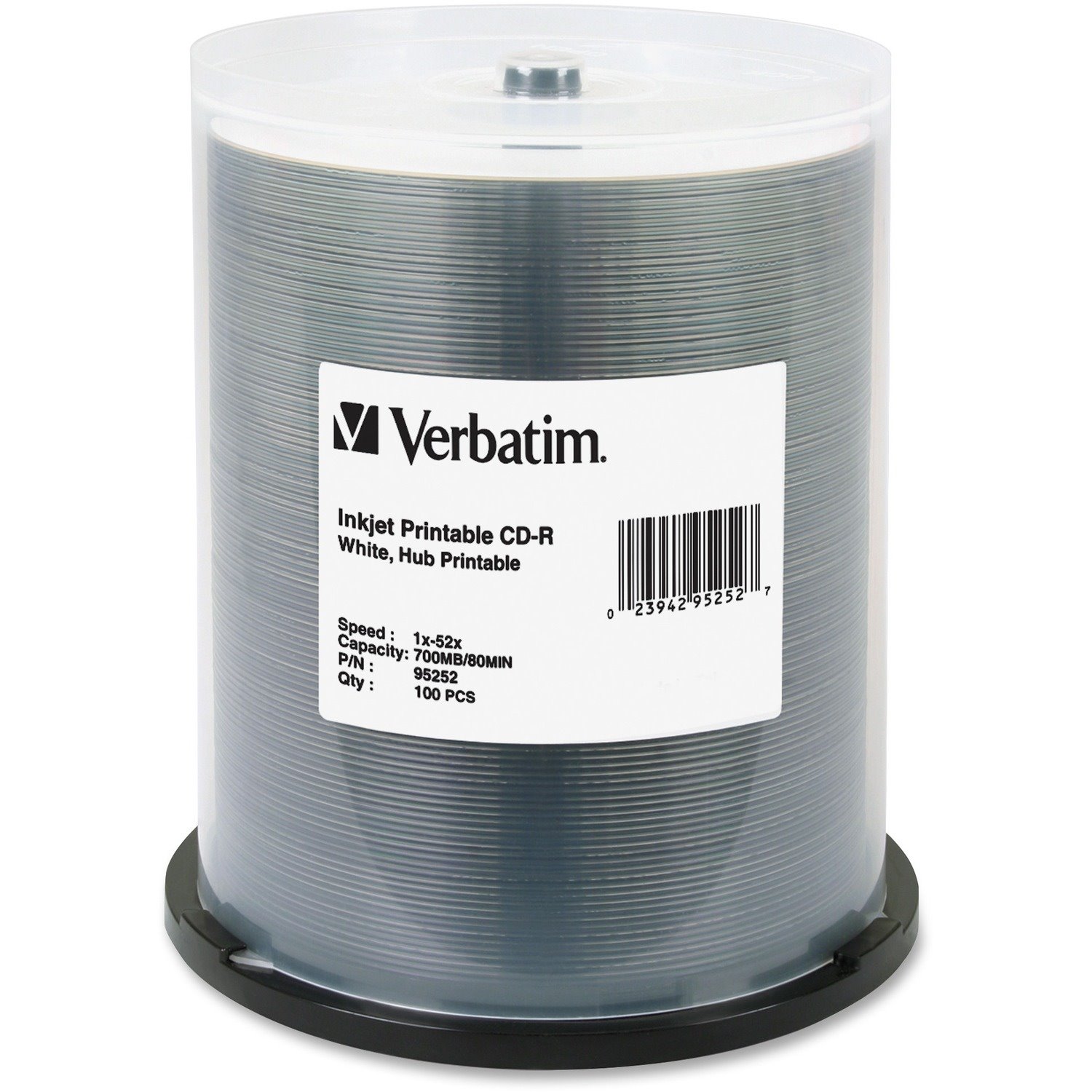 Verbatim 95252 CD Recordable Media - CD-R - 52x - 700 MB - 100 / Pack - White