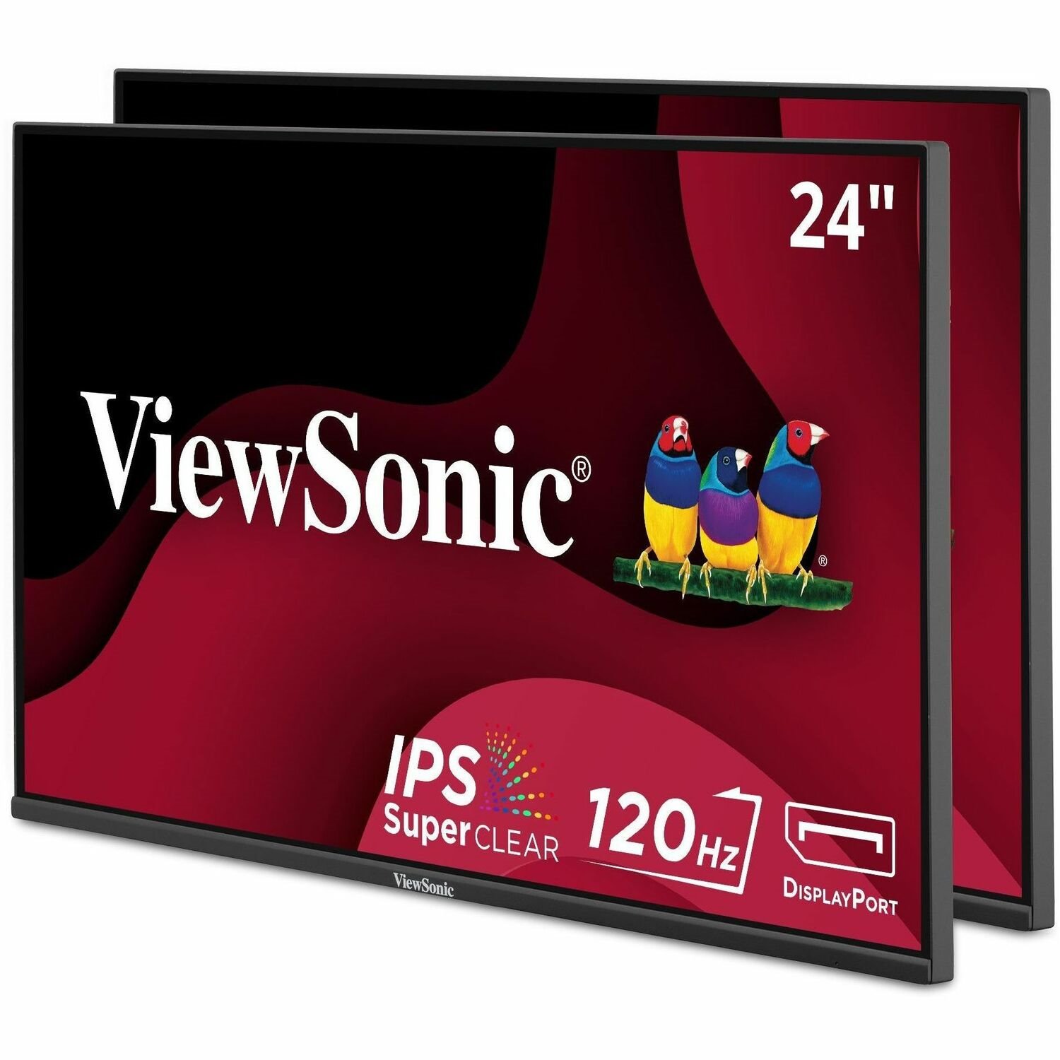 ViewSonic VA2456A-MHD_H2 Dual Monitor Pack Head-Only 1080p IPS Frameless Monitors with 120Hz, Eye Care, VESA Mountable, HDMI, DisplayPort and VGA Inputs for Home and Office