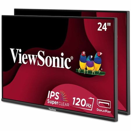ViewSonic VA2456A-MHD_H2 Dual Monitor Pack Head-Only 1080p IPS Frameless Monitors with 120Hz, Eye Care, VESA Mountable, HDMI, DisplayPort and VGA Inputs for Home and Office