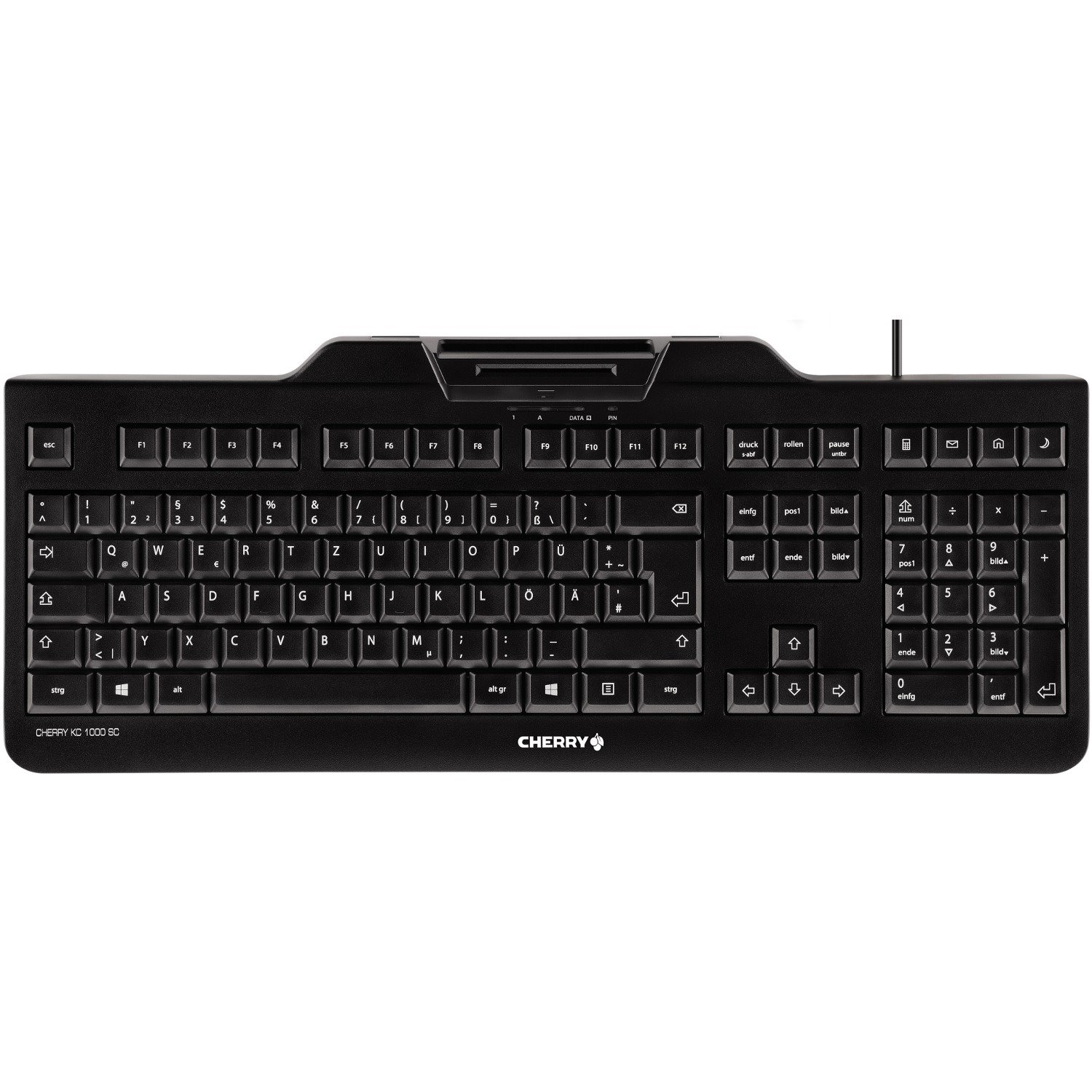 CHERRY KC 1000 SC Keyboard - Cable Connectivity - USB Interface - Spanish - Black