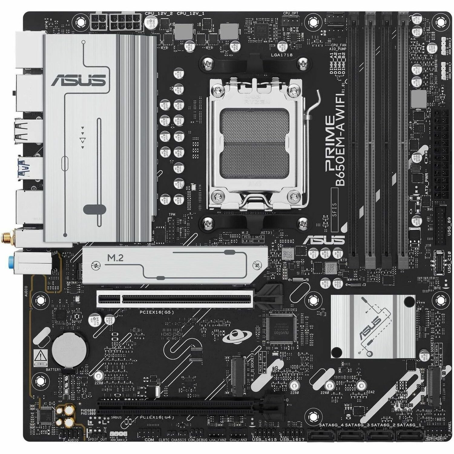 Asus Prime B650EM-A WIFI Gaming Desktop Motherboard - AMD B650 Chipset - Socket AM5 - Micro ATX