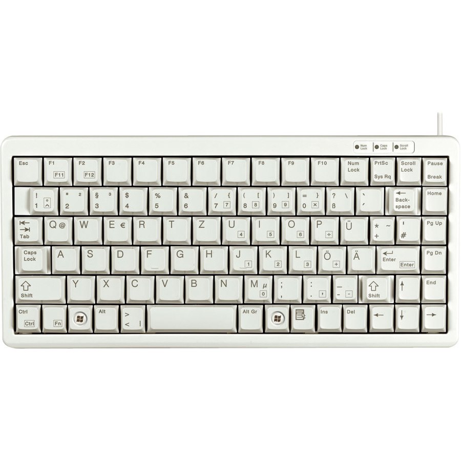 CHERRY Compact G84-4100 Keyboard - Cable Connectivity - PS/2, USB Interface - Polish - Light Grey