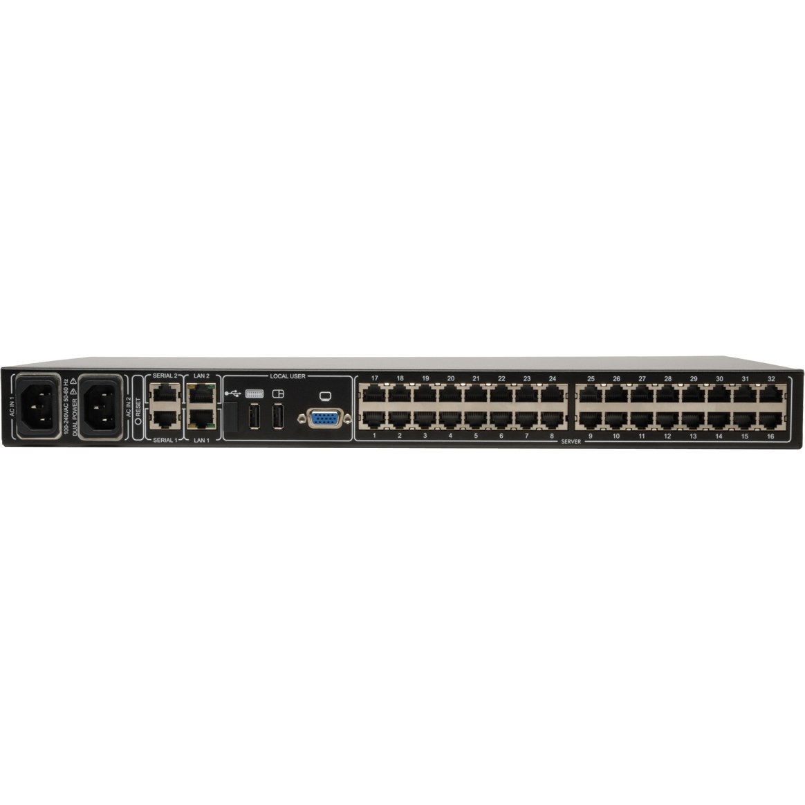 Tripp Lite by Eaton NetCommander 32-Port Cat5 KVM over IP Switch - 4 Remote + 1 Local User, 1U Rack-Mount