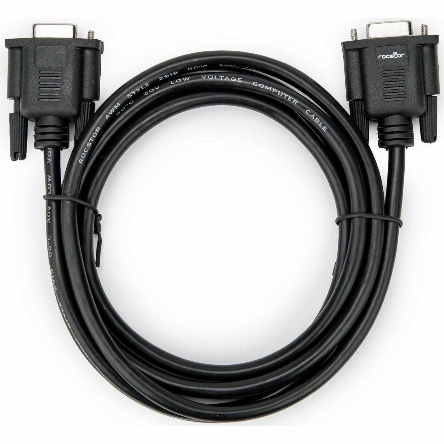 Rocstor 2m Black DB9 RS232 Serial Null Modem Cable F/F