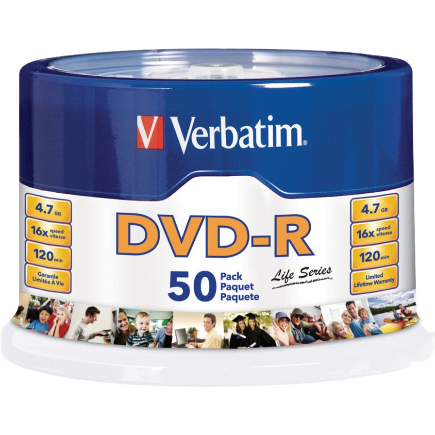 Verbatim Life 97176 DVD Recordable Media - DVD-R - 16x - 4.70 GB - 50
