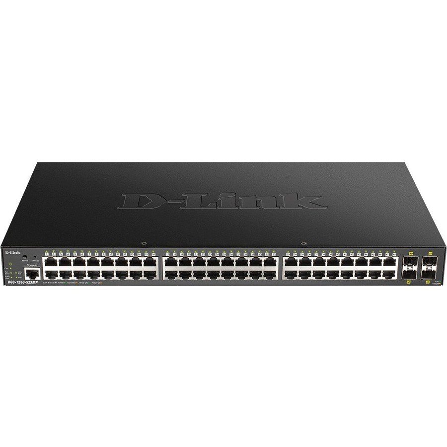 D-Link DGS-1250 DGS-1250-52XMP 48 Ports Manageable Ethernet Switch - Gigabit Ethernet, 10 Gigabit Ethernet - 1000Base-T, 10GBase-X